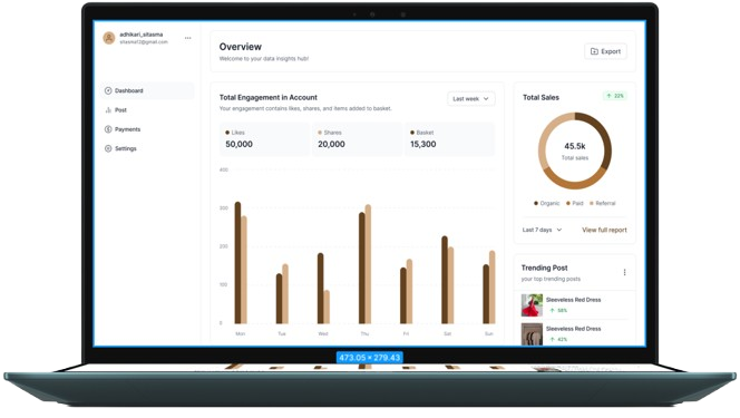 Dashboard laptop mockup